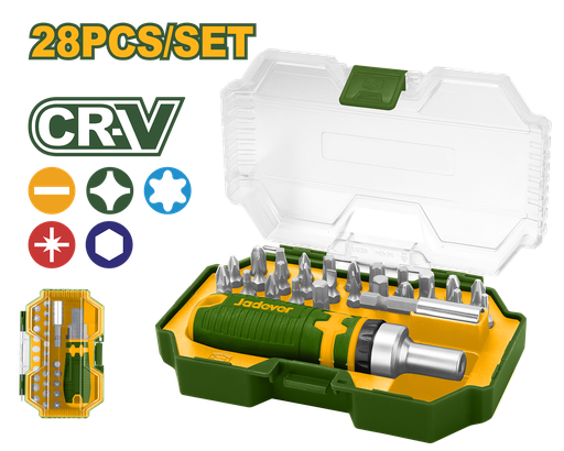 [JDSS8B28] Jogo de 28 Peças Jadever para Chave de Fenda - Pontas Cr-V com Cabo Catraca
