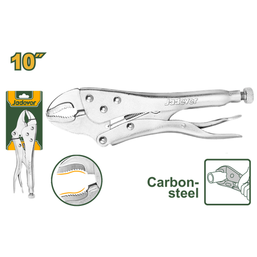 [JDLP1110] Alicate de Pressão Curvo 10"- Jadever - Mordentes de Bloqueio com Abertura 0-45 mm