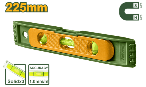 [JDSL4320] Mini Nível de Mão 225mm - Jadever - Com Imã e 3 Frascos em PP