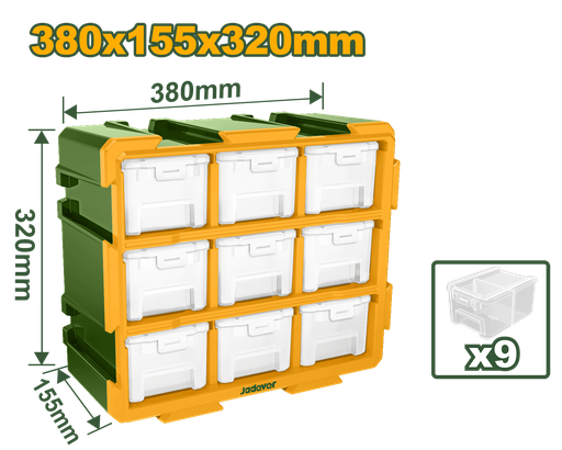 [JDTB8331] Torre de Armazenamento Modular - Jadever - 9 Compartimentos Transparentes em PP