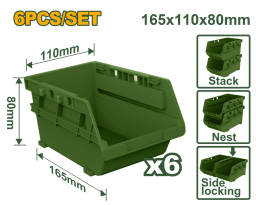 [JDTB8336] Caixas de Armazenamento - Jadever- 6 unidades - 165x110x80 mm em PP