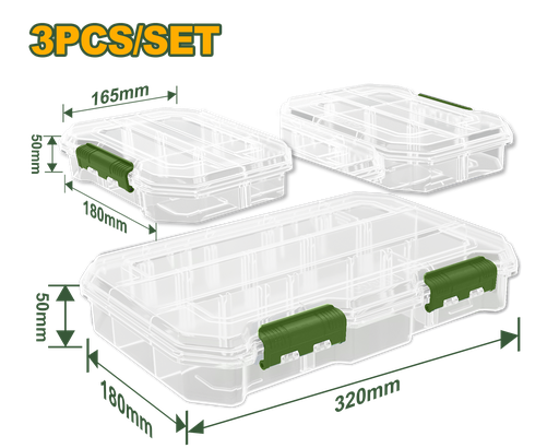 [JDTB8343] 3 Jogos de Organizadores Transparentes - Jadever - 2 Pequenos e 1 Grande em PP
