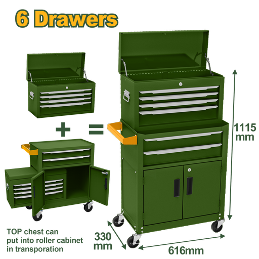 [JDCS4A08] Armário de Ferramentas com 6 Gavetas - Jadever - Aço com Rodízios e Gavetas com Rolamentos de Esferas